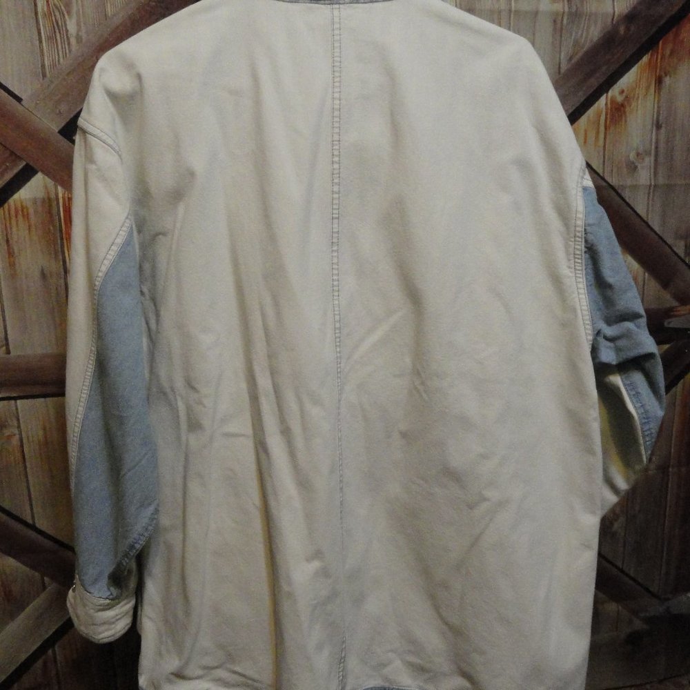 East West Sportive Casual denim Jean Jacket~Plaid pockets~heavy vtg - Picture 6 of 6